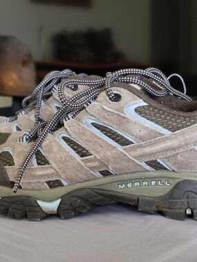 Merrell Womens Taupe and Blue Suede Trail Shoes
